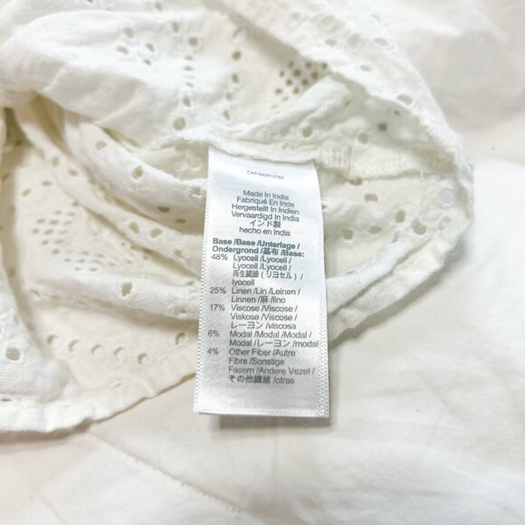 Madewell Rosalie White Tie-Strap Geometric Eyelet Peplum Top Women’s Large - Picture 7 of 8